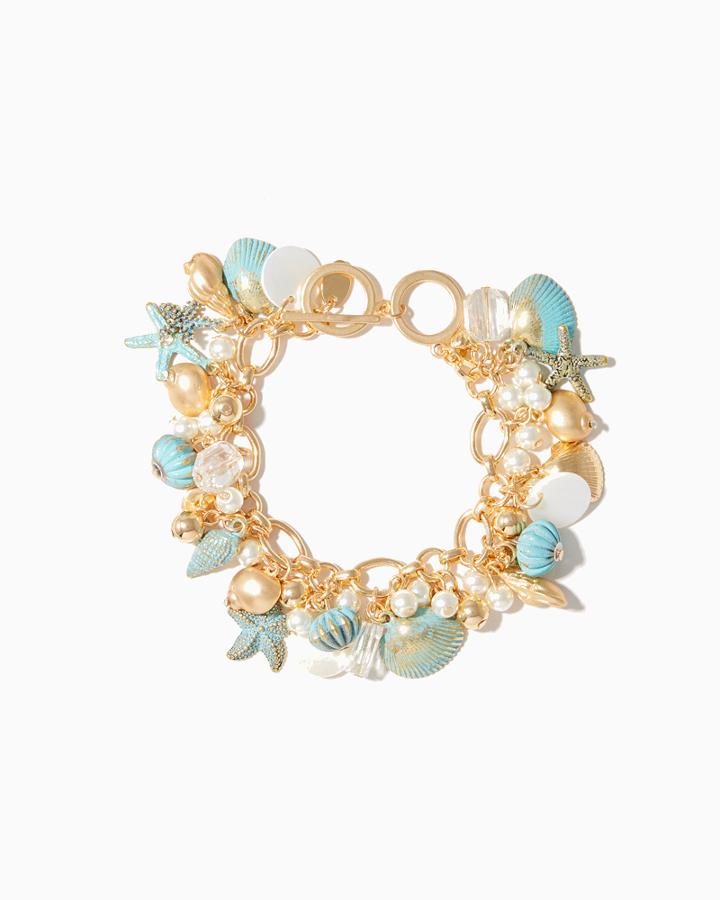 Charming Charlie Seashell & Pearl Charm Bracelet