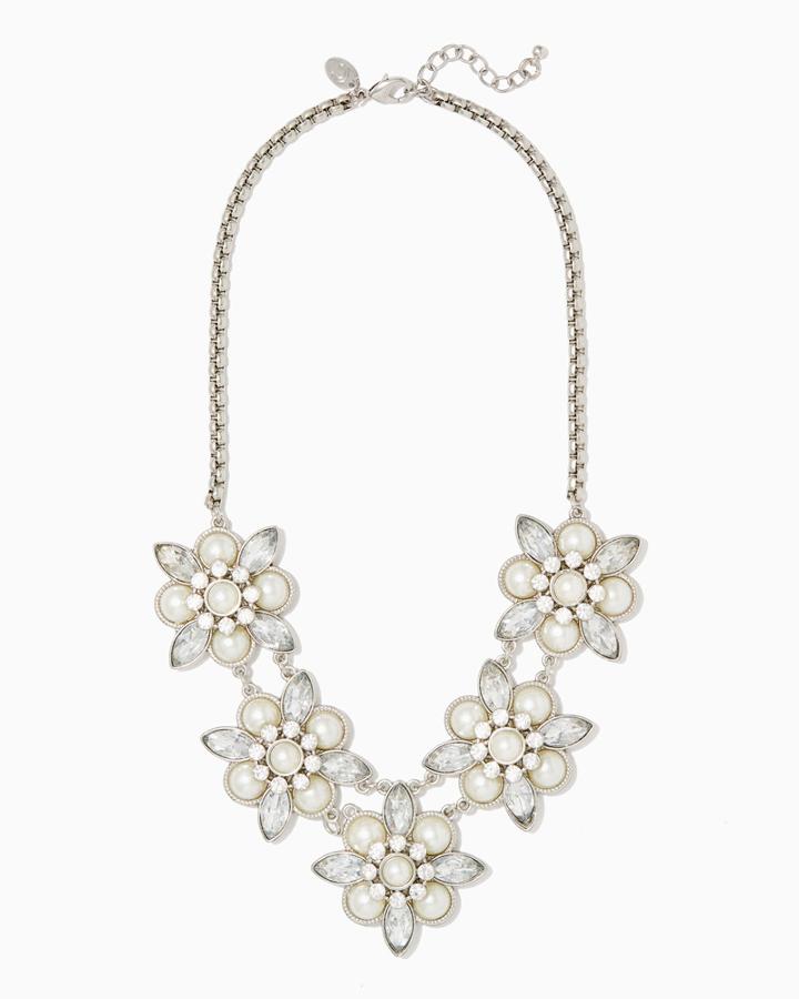 Charming Charlie Lacey Floral Cluster Necklace