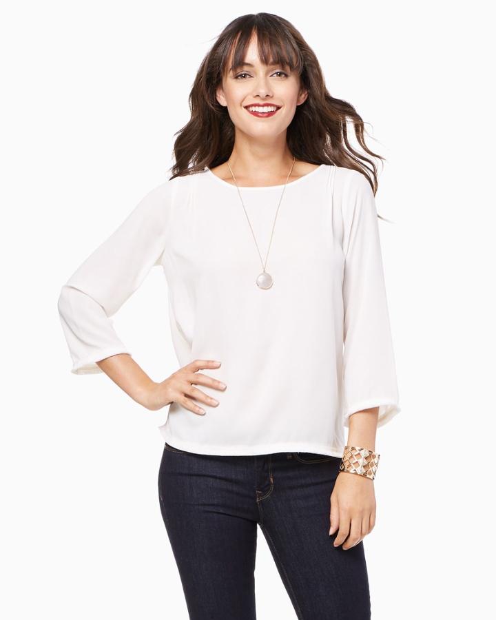 Charming Charlie Fringe-trim Crepe Top