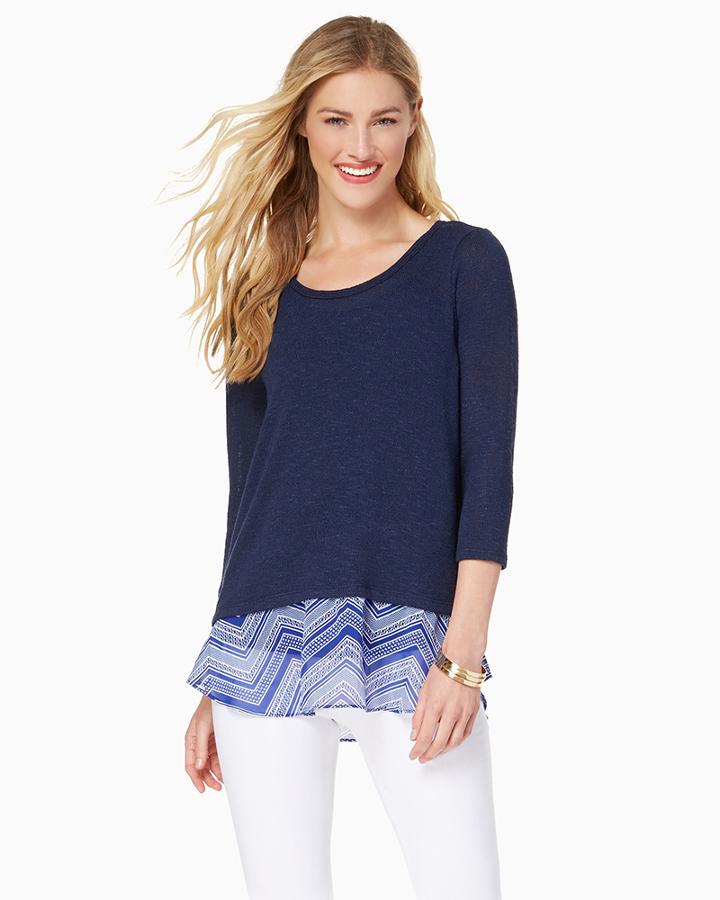 Charming Charlie Tribal Printed Ruffle Top
