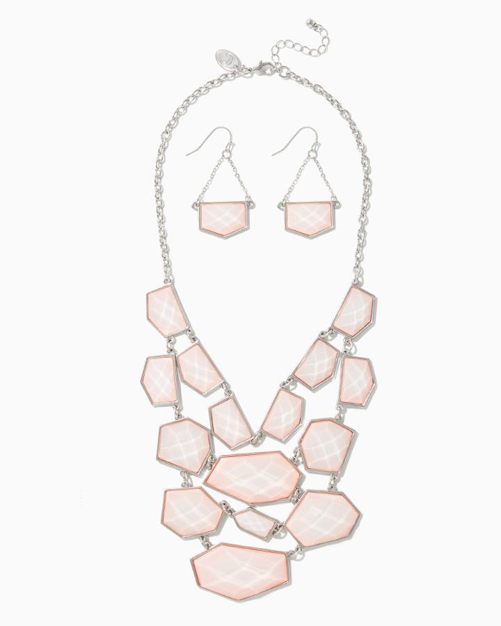 Charming Charlie Iridescent Dimensions Statement Necklace Set