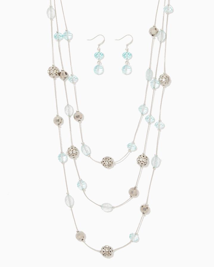 Charming Charlie Three-row Filigree Station Necklace Set