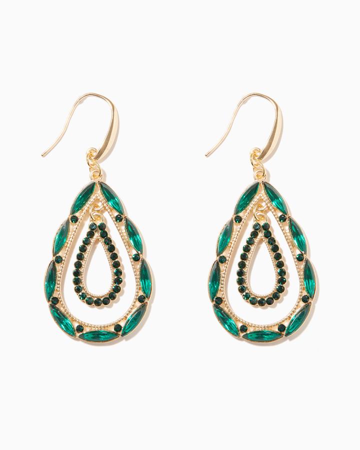 Charming Charlie Multi Jeweled Teardrop Earrings