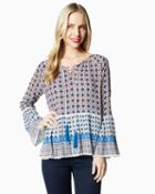 Charming Charlie Medallion Tassel Peasant Top
