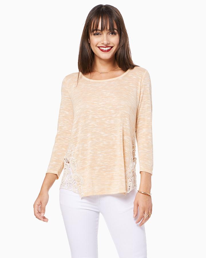 Charming Charlie Marled Crochet Side Top
