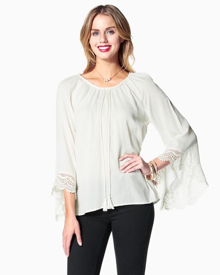Charming Charlie Foxy Crochet Tie Top