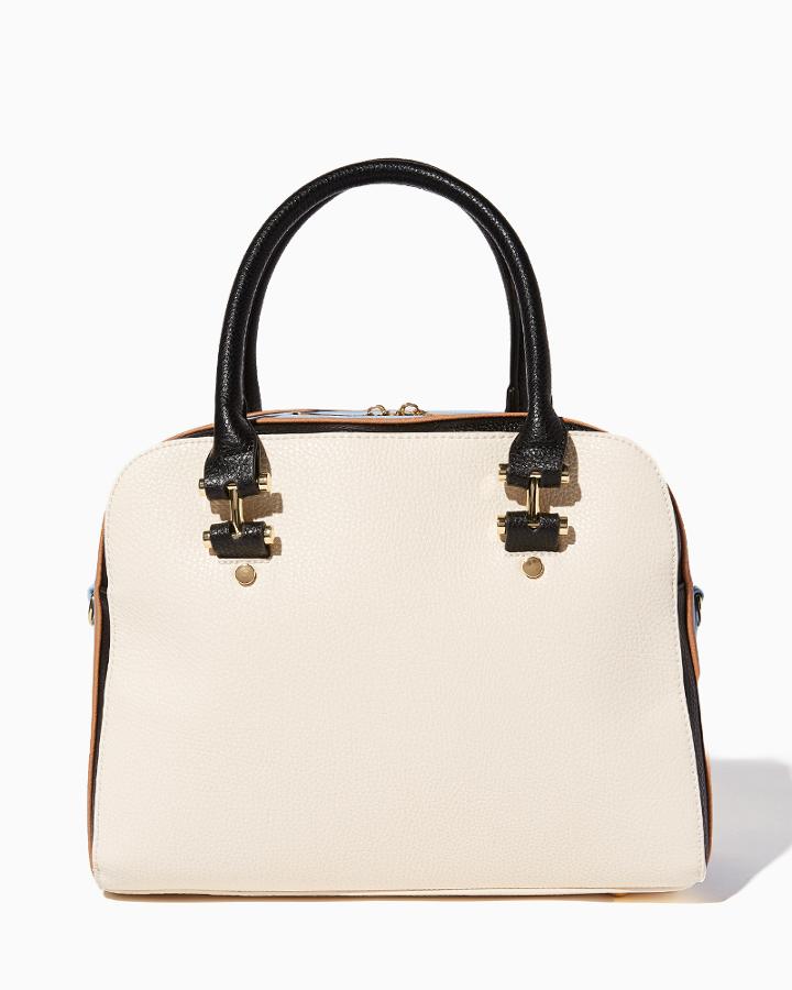 Charming Charlie Jet Striped Bowler Handbag