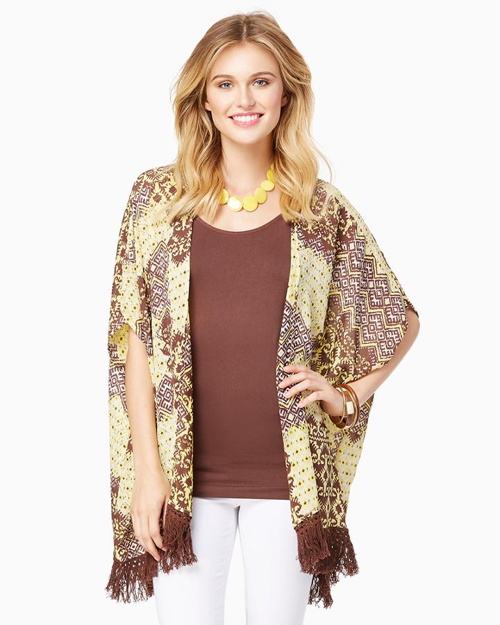 Charming Charlie Lena Fringe Cocoon Wrap