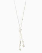 Charming Charlie Pearl & Glass Bead Knotted Tassel Necklace