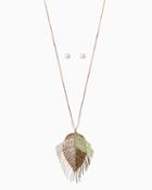 Charming Charlie Fringe Leaf Necklace Set