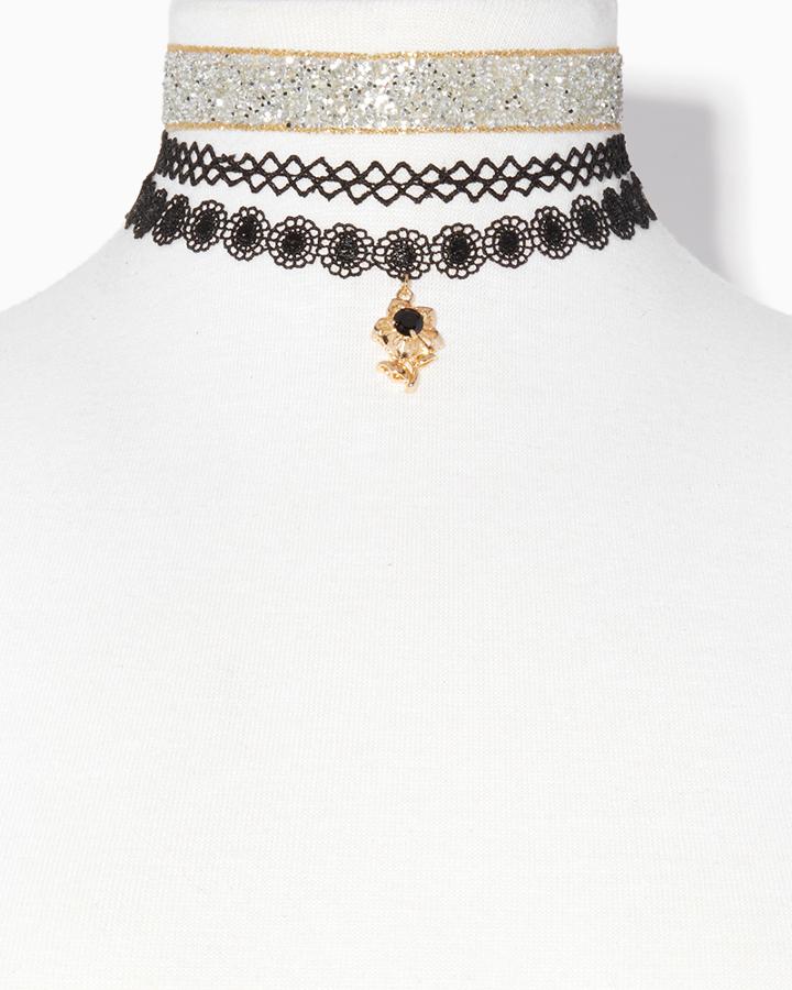 Charming Charlie Shimmering Floral Choker Necklace