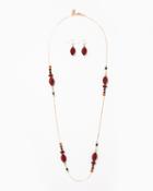 Charming Charlie Beaded Oval Necklace Set