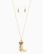 Charming Charlie Cowboy Boot Necklace Set