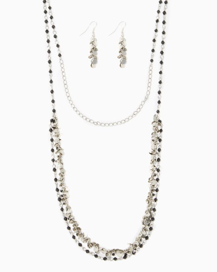 Charming Charlie Discs & Beads Necklace Set