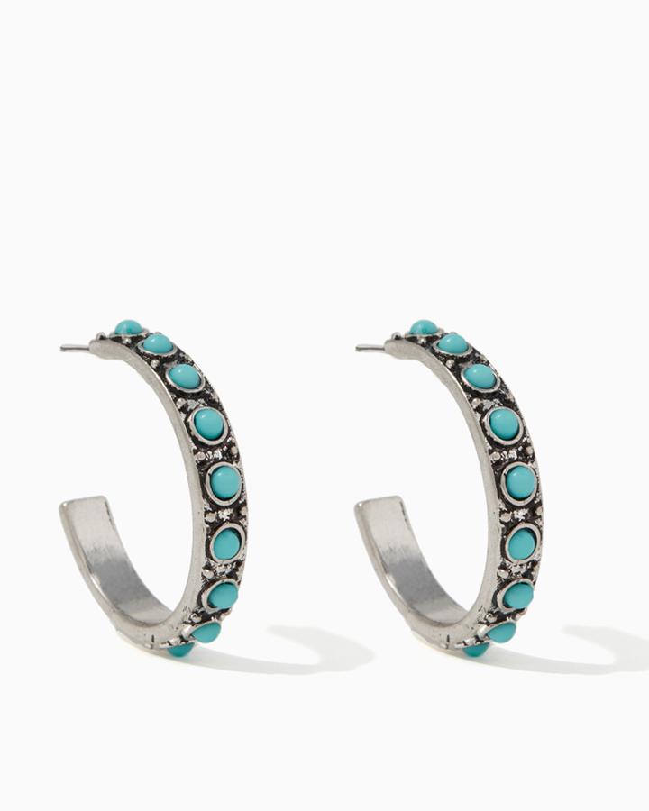 Charming Charlie Stoned Turquoise Stud Hoops