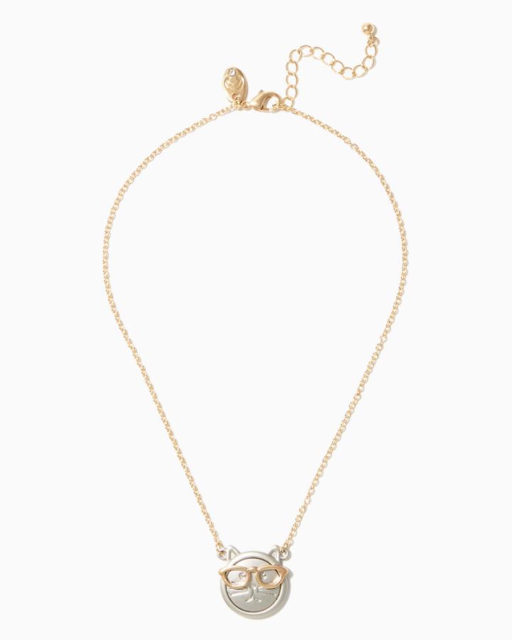 Charming Charlie Nerdy Cat Pendant Necklace