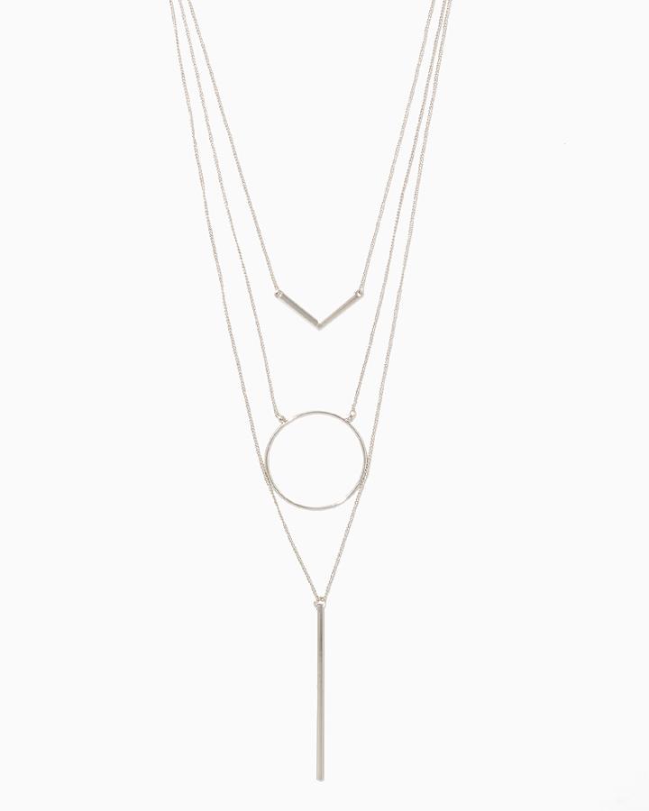 Charming Charlie Triple Graphic Layered Necklace