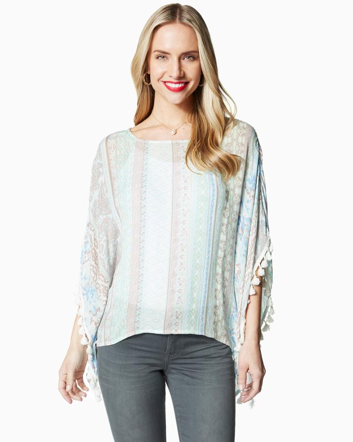 Charming Charlie Lei Pom Pom Poncho