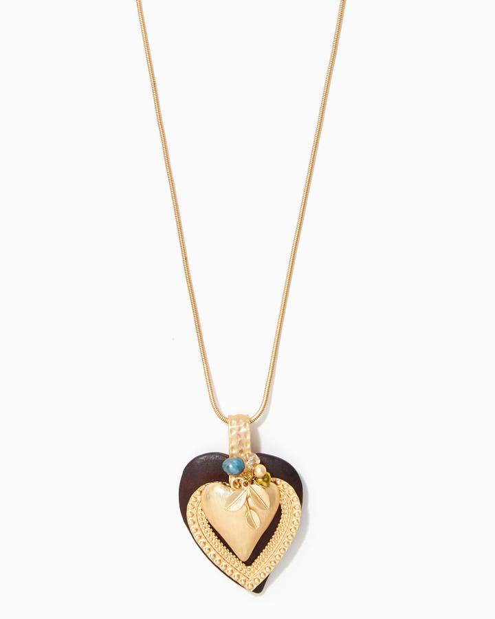 Charming Charlie Lovely Hearts Wood Necklace