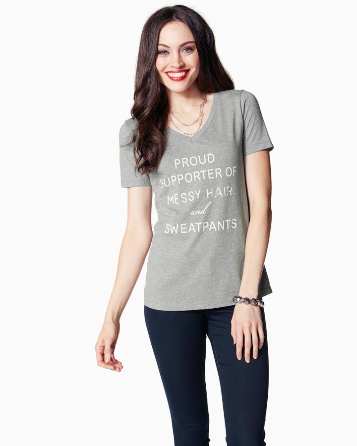Charming Charlie Messy Hair Athleisure Tee