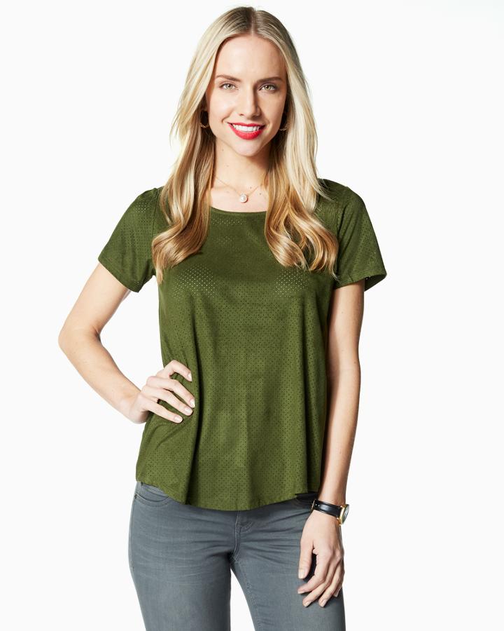 Charming Charlie Faux Suede Perforated Top