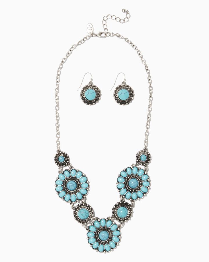 Charming Charlie Floral Medallion Necklace Set