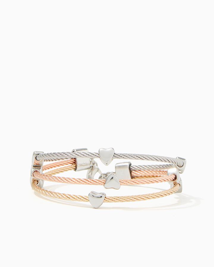 Charming Charlie Heart Cable Layered Bracelet