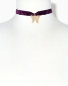 Charming Charlie Velvet Butterfly Choker Necklace
