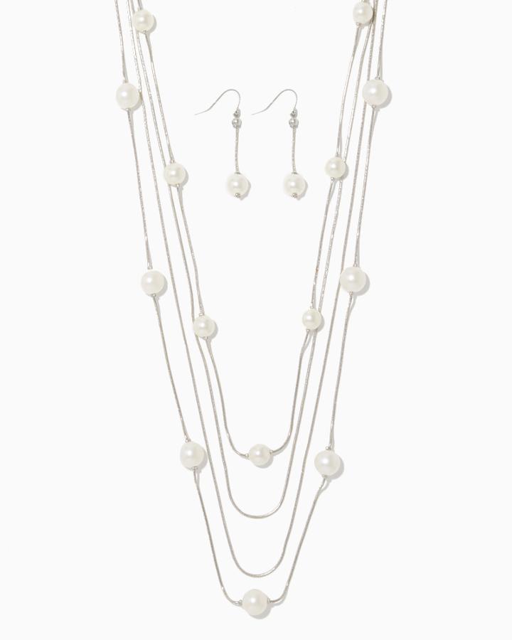 Charming Charlie Station Pearl Necklace Set