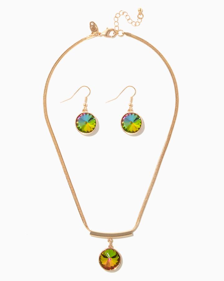 Charming Charlie Rainbow Stone Necklace Set