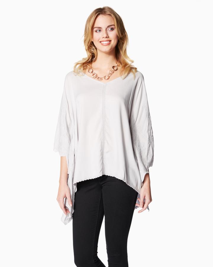 Charming Charlie Embroidered V- Neck Poncho