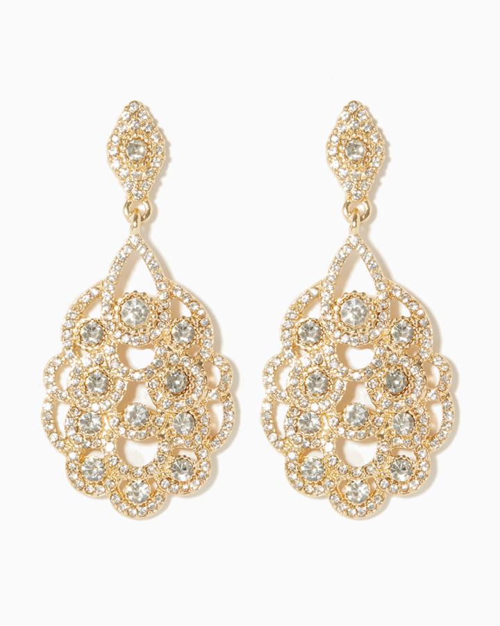 Charming Charlie Gala Pav Teardrop Earrings