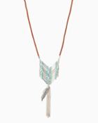Charming Charlie Beaded Feather Cord Necklace