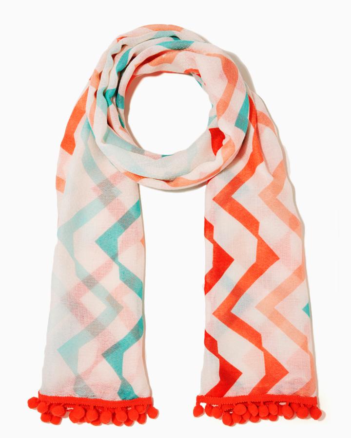 Charming Charlie Chevron Chic Pompom Scarf