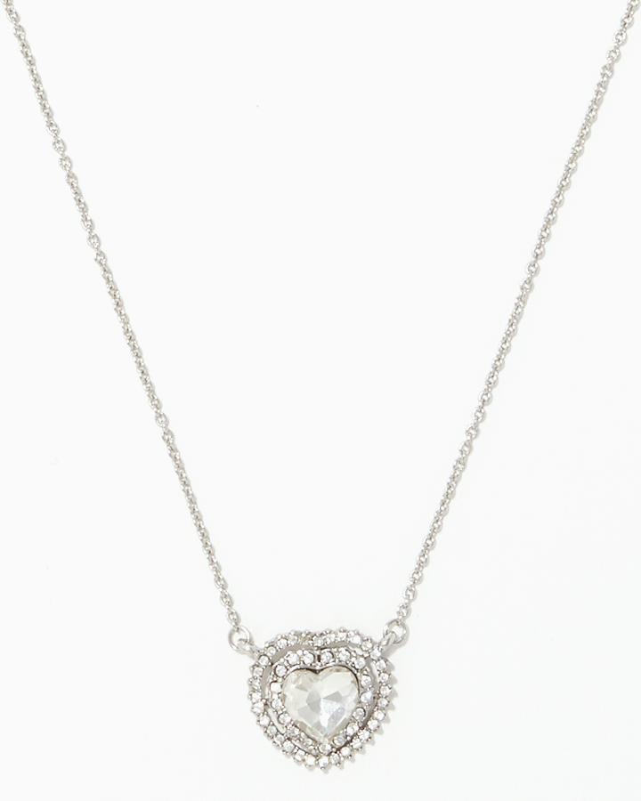 Charming Charlie Pav Heart Pendant Necklace