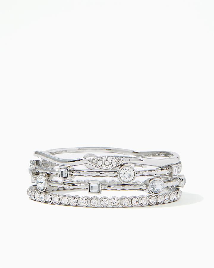 Charming Charlie Hammered Rhinestones Bracelet Set