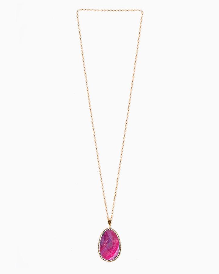 Charming Charlie Standout Beaded Stone Pendant Necklace