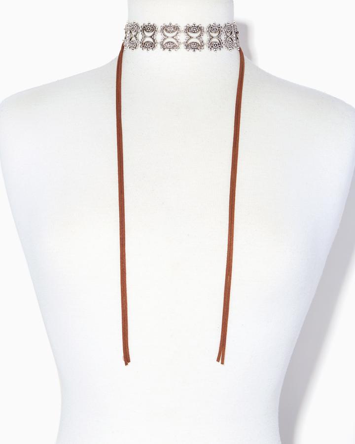 Charming Charlie Filigree & Suedette Wrap Choker