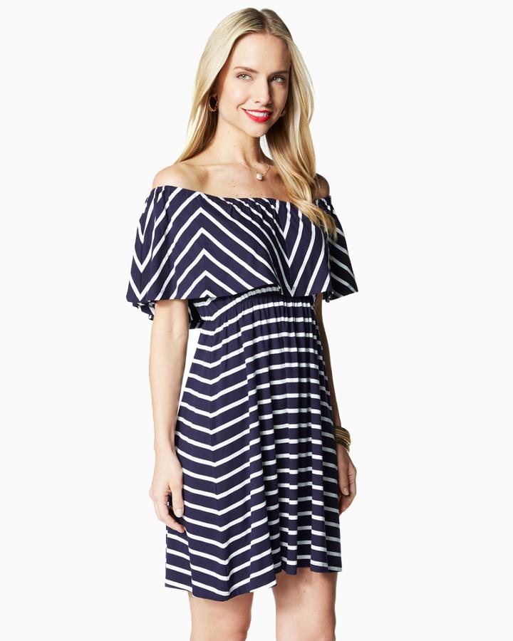 Charming Charlie Naughts Striped Ruffle Dress