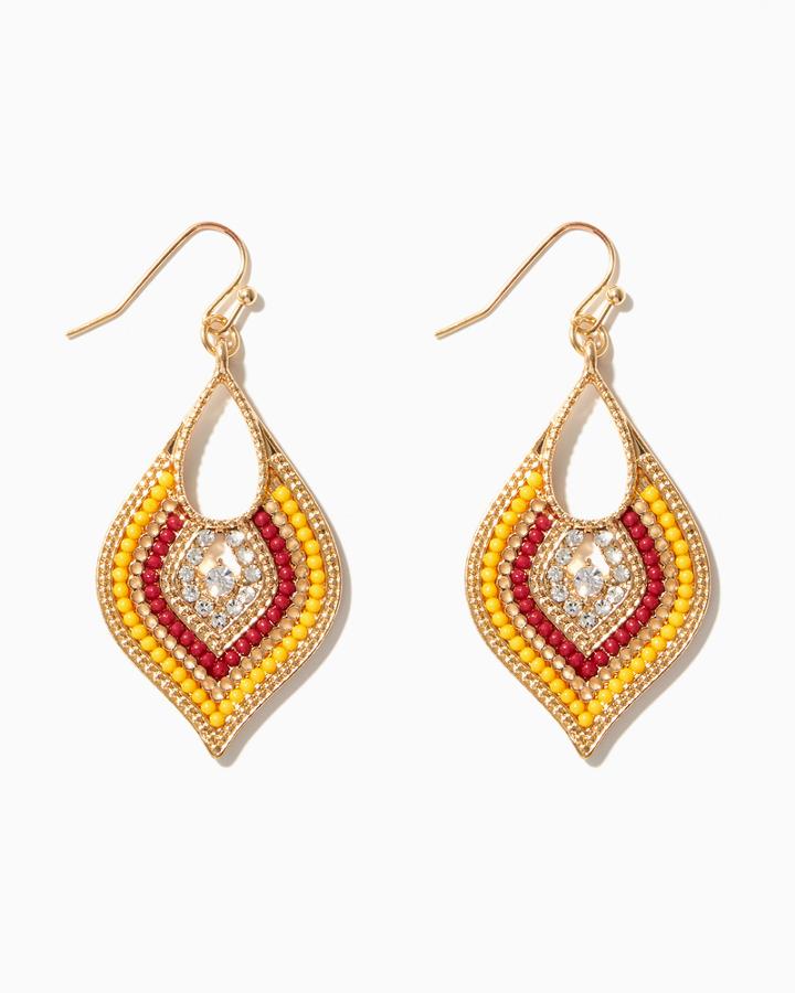 Charming Charlie Burgundy & Gold Moroccan Drop Earrings