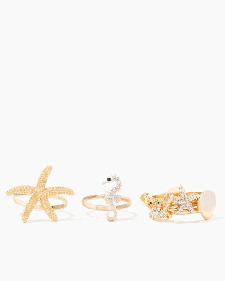 Charming Charlie Beach Bum Ring Set