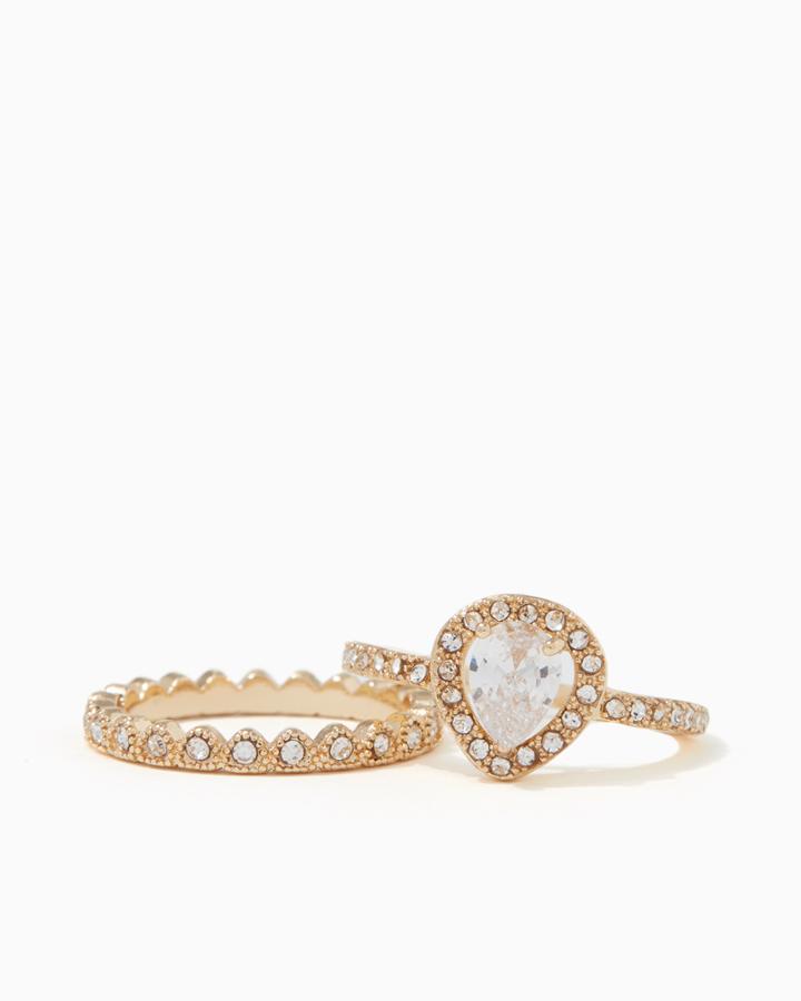 Charming Charlie Crown Jewel Ring Set