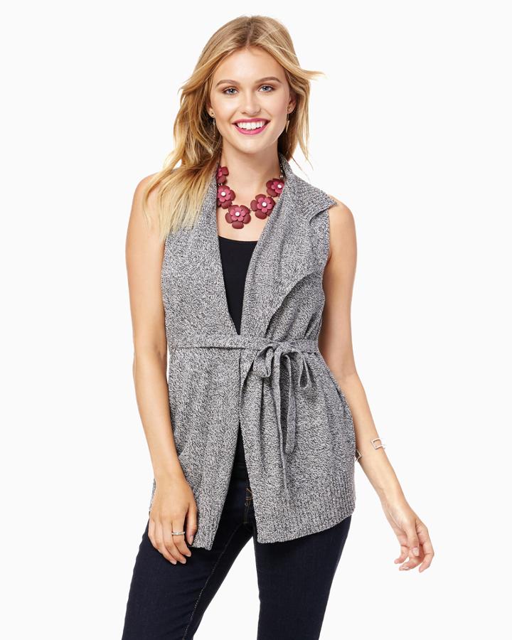Charming Charlie Tied Peak Lapel Vest