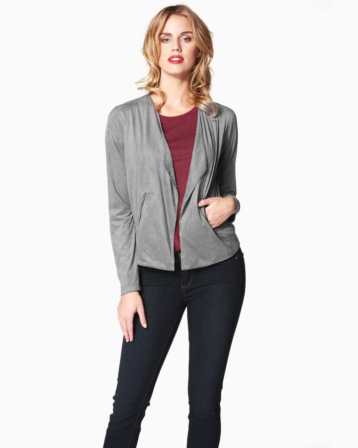 Charming Charlie Waterfall Faux Suede Jacket