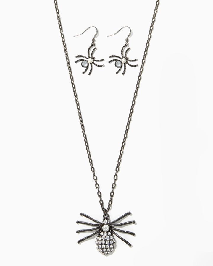 Charming Charlie Spider Gem Necklace Set