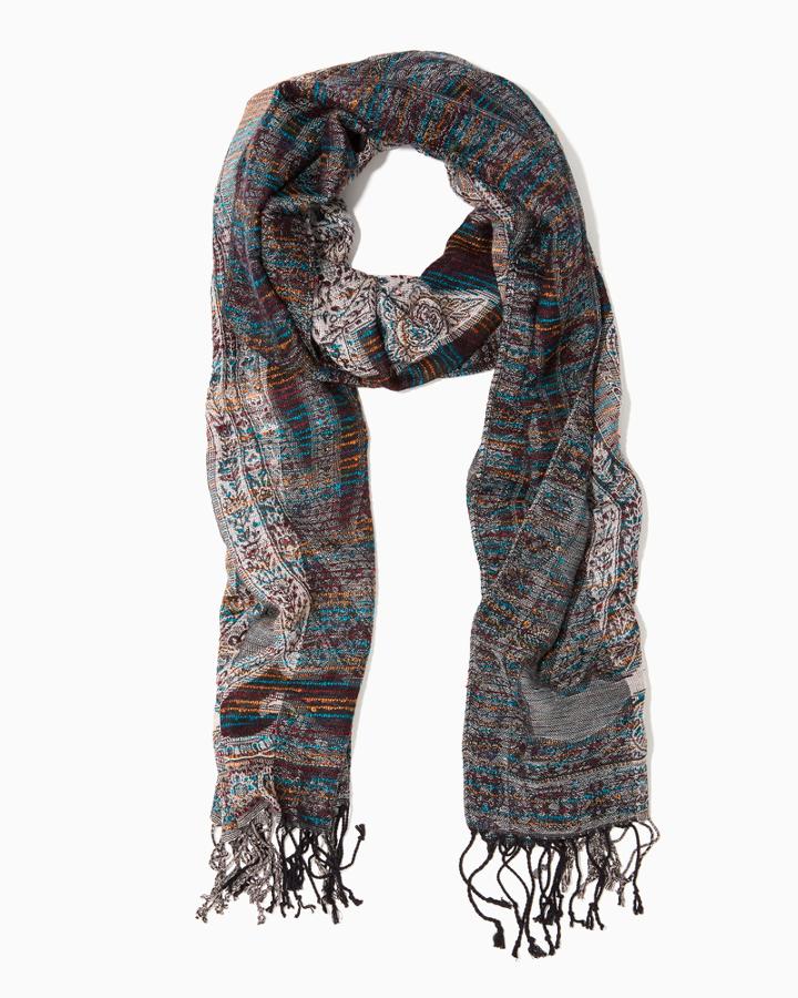Charming Charlie Paisley Fringe Oblong Scarf