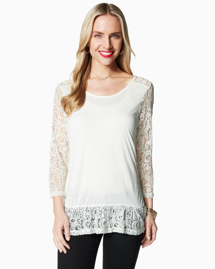 Charming Charlie Lace Wonder Peplum Top