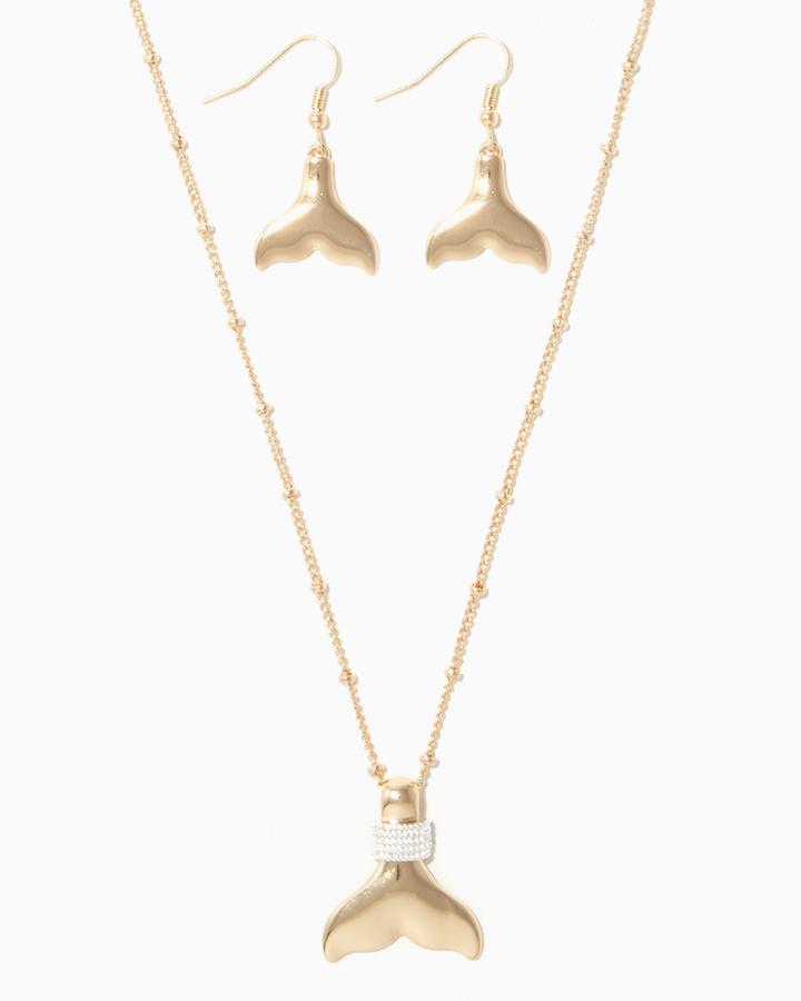 Charming Charlie Whale Tail Necklace Set