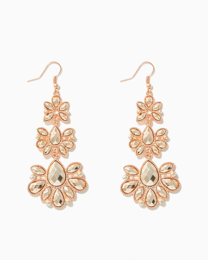 Charming Charlie Triple Flower Fan Drop Earrings