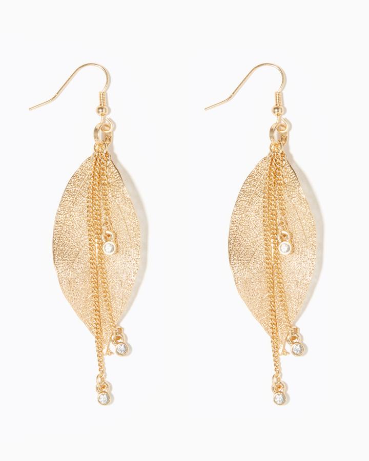 Charming Charlie Sparkling Leaf Earrings